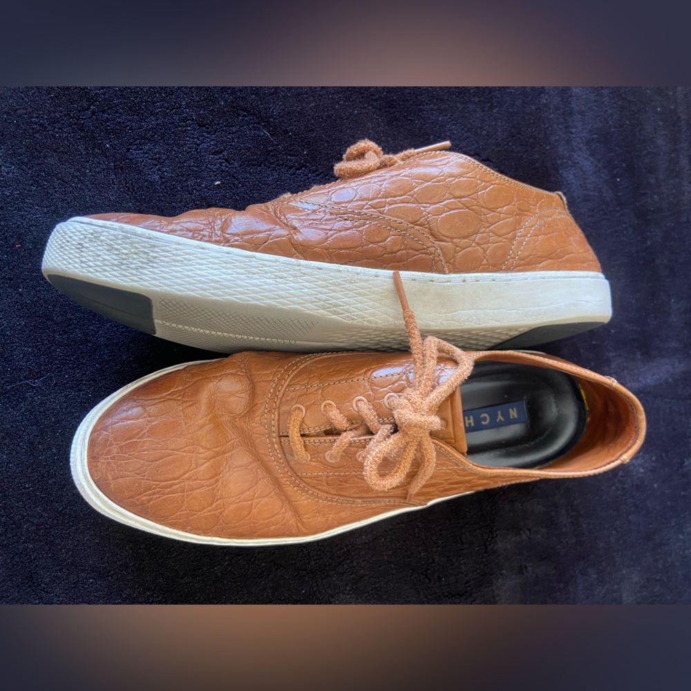 NYC Tan Leather Oxfords with Textured Upper